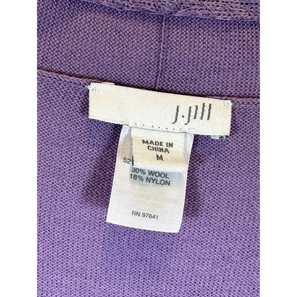 J.Jill Sweater Cardigan Size Medium Single Button Closure Long Sleeve Purple - Picture 3 of 9